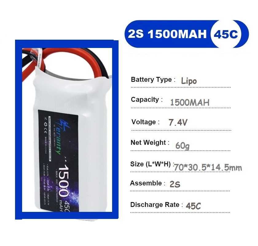 2PCS 7.4V Lipo 2S Battery 1500 - Drone Rc Leading 评论和价格